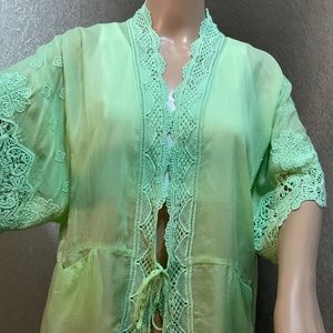 Johnny Was, “Reedy” Lace-Trim Wrap Jacket, Size Small,  New with Tag